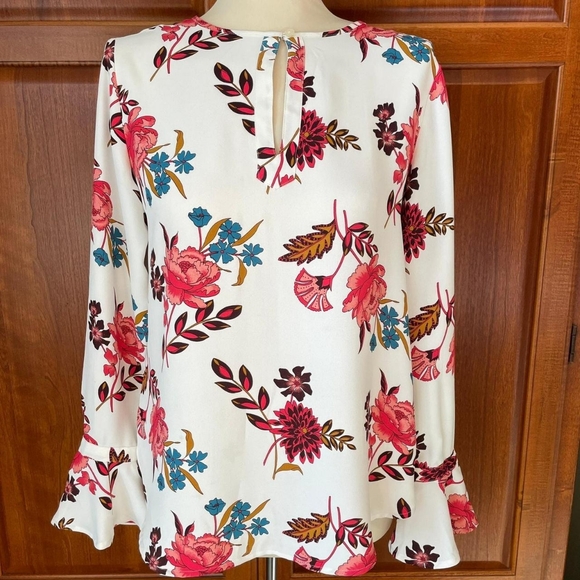 Floral Print Women's Top - White and Red - Picture 1 of 3